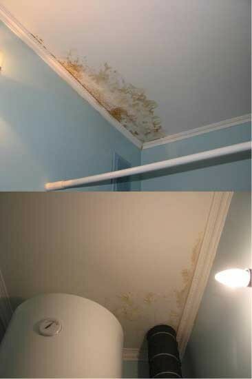 Как убрать пятна н потолке
